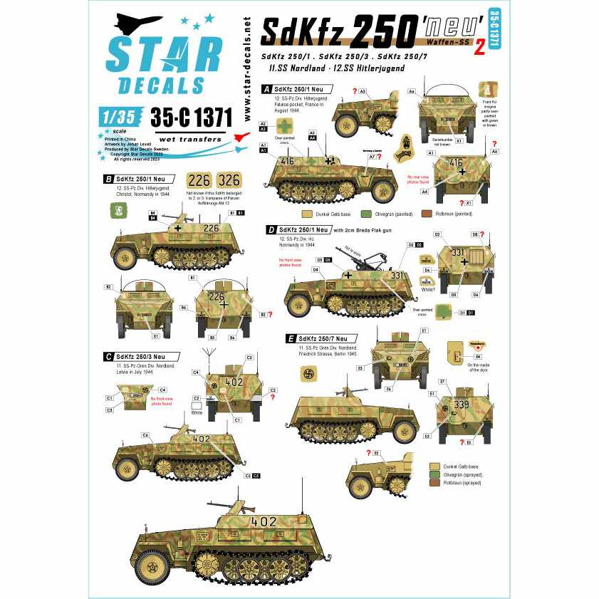 【新製品】35-C1371 1/35 WWII ドイツ 西部戦線のSd.Kfz.250