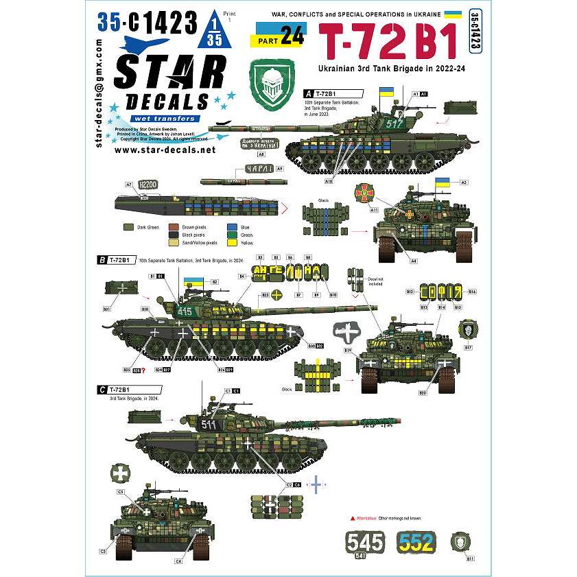 【新製品】35-C1423 1/35 現用 ウクライナの戦争＃24 ウクライナ軍第3戦車旅団 T-72B1(2022-2024年)