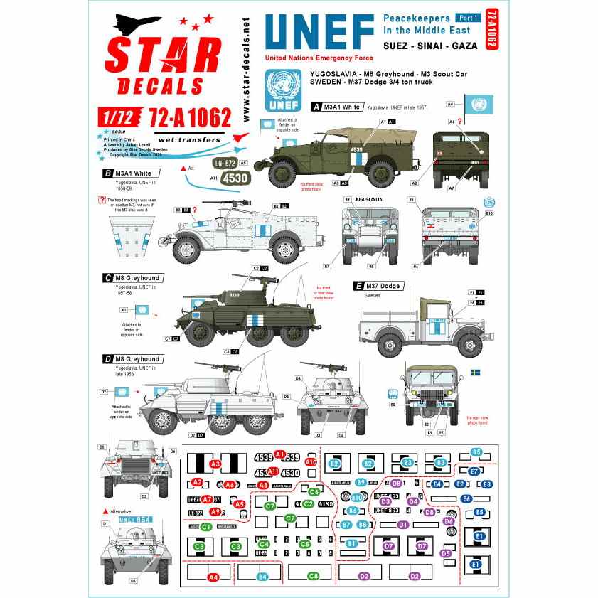 【新製品】72-A1062 現用 中東/欧 中東での平和維持軍 スエズ シナイ ガザ地区のUNEF ユーゴスラビアとスウェーデン軍車両