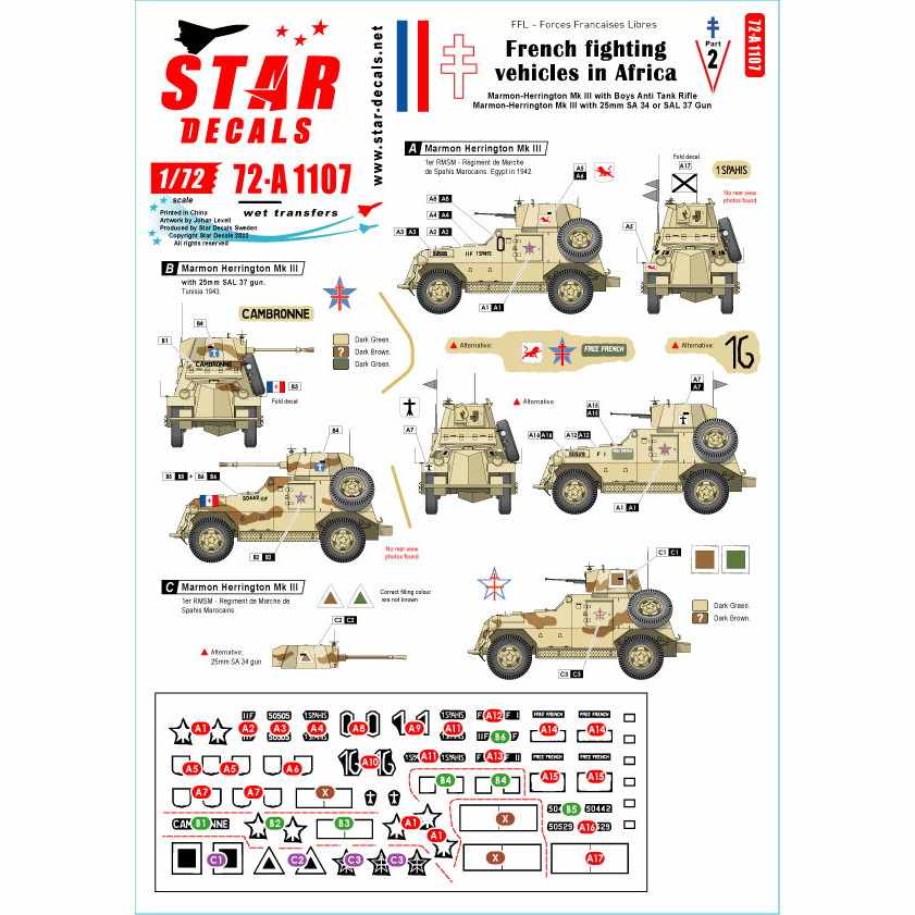 【新製品】72-A1107 1/72 WWII アフリカでの自由フランス軍装甲車 パート2 マーモン・ヘリントンMkIII