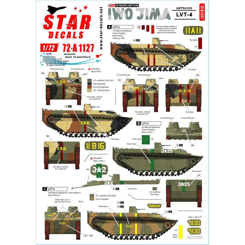 【新製品】72-A1127 1/72 WWII アメリカ 太平洋戦線 硫黄島の戦い アメリカ海兵隊LVT-4アムトラック水陸両用車