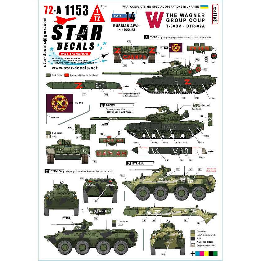 【新製品】72-A1153 1/72 現用 ウクライナの戦争＃14 ワグネル・グループの反乱のT-80BV戦車/BTR-82A装甲兵員輸送車(2023年)