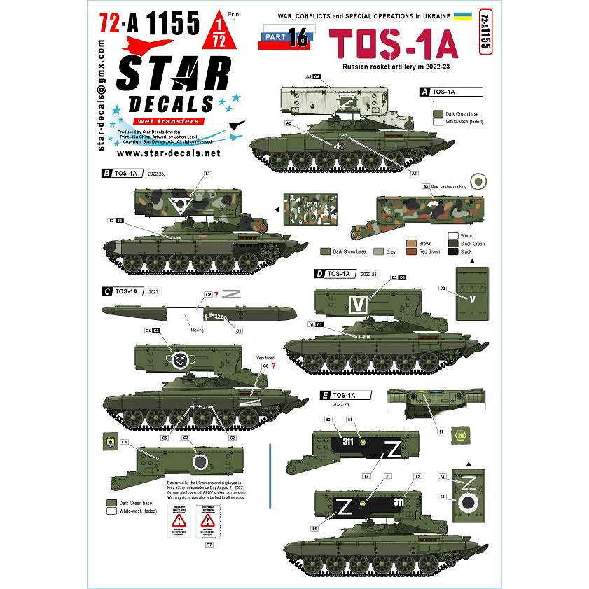 【新製品】72-A1155 1/72 現用 ウクライナの戦争＃16 ロシア軍のTOS-1A多連装ロケットランチャー(2022-2023年)