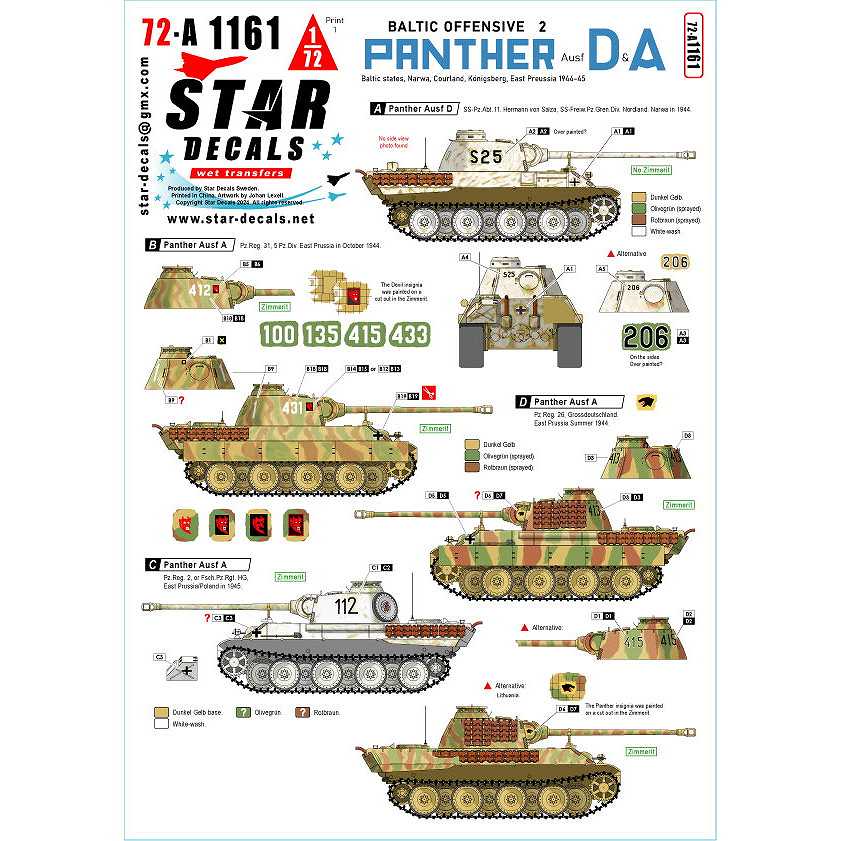 【新製品】72-A1161 1/72 WWII 独 バルト海攻勢＃2 第11SS義勇装甲擲弾兵師団ノルトラント/グロスドイッチュラント師団/第5装甲師団のパンサー戦車D/A型(1944-1945年)