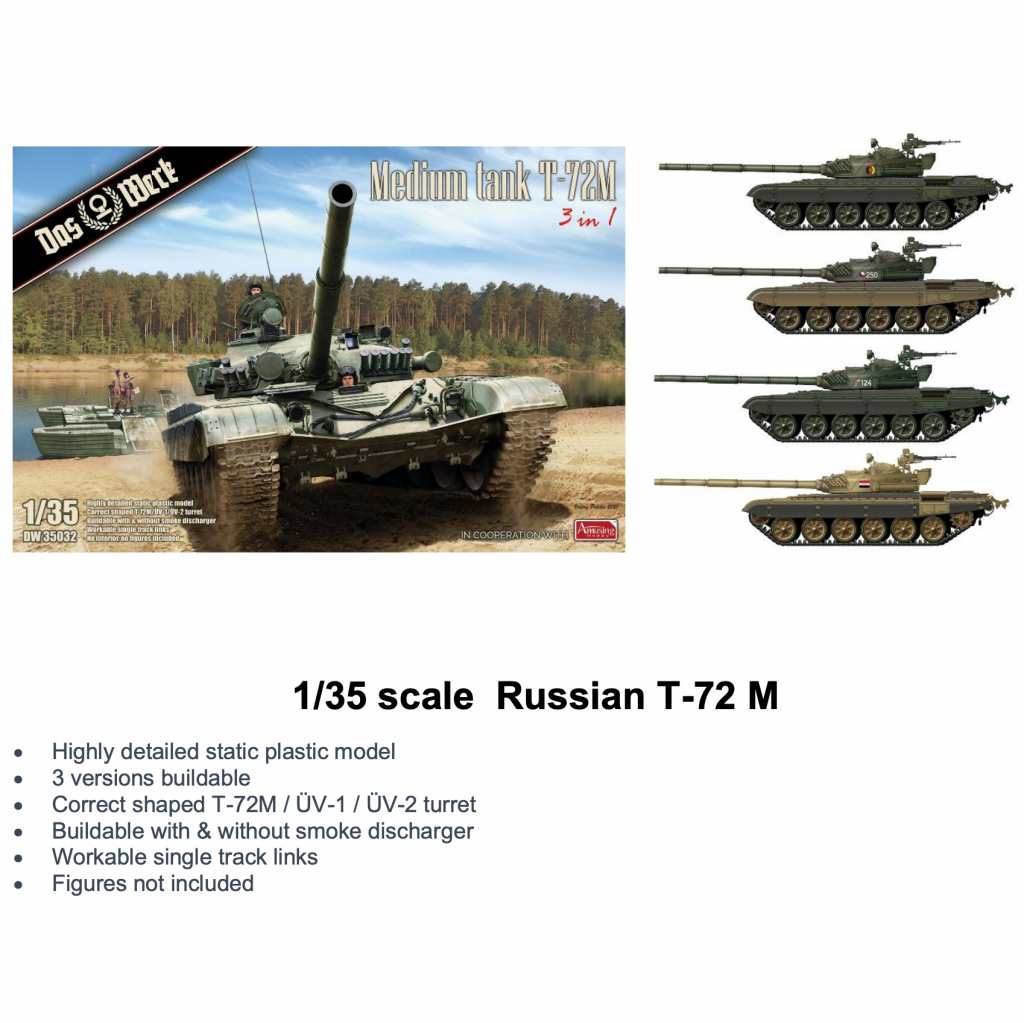 【新製品】DW35032 1/35 T-72M/UV-1/UV-2 中戦車 (3 in 1)