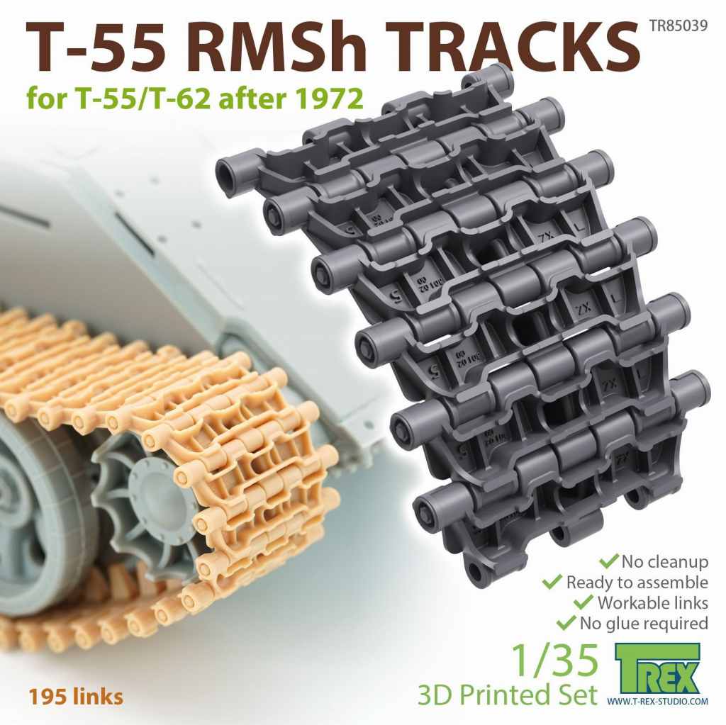 【新製品】TR85039 1/35 T-55/62/T-55RMSh用可動式履帯 1972年以降装着モデル