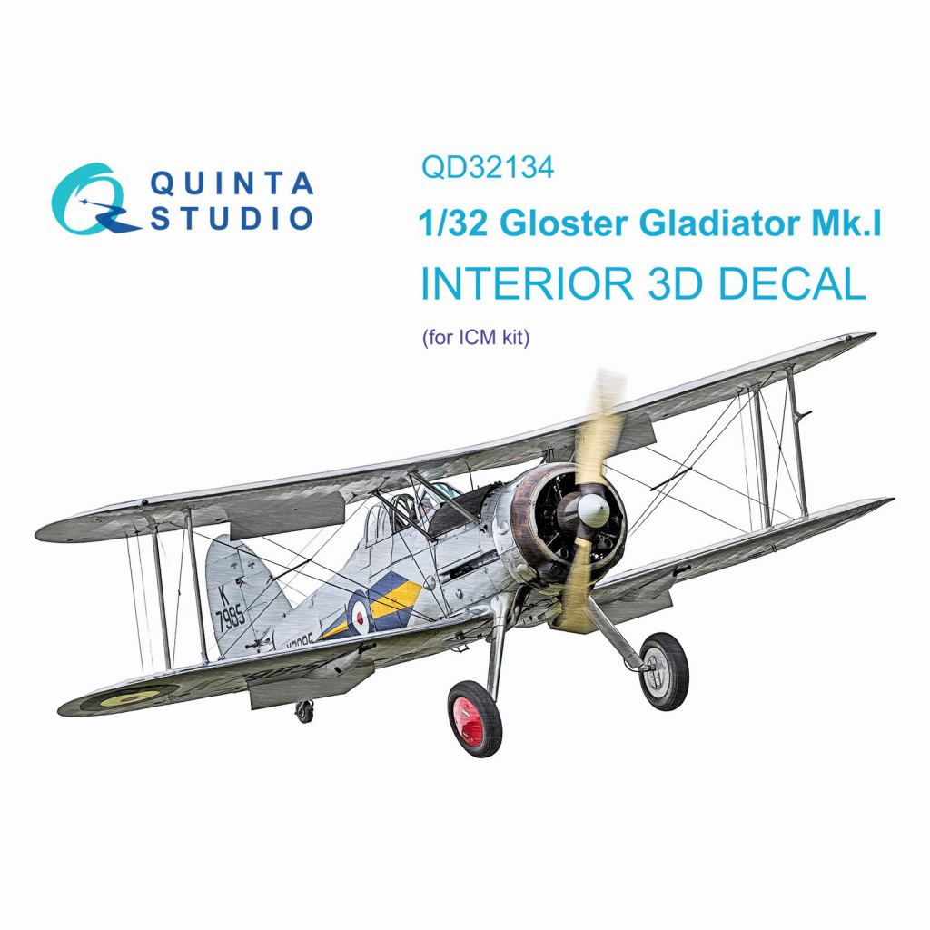 【新製品】QD32134 1/32 グロスター グラディエーター Mk.I 内装カラー3Dデカール(ICM用)