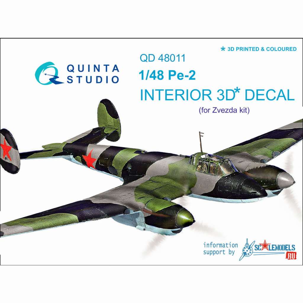 【新製品】QD48011 1/48 ペトリヤコフ Pe-2 内装3Dデカール (ズべズダ用)