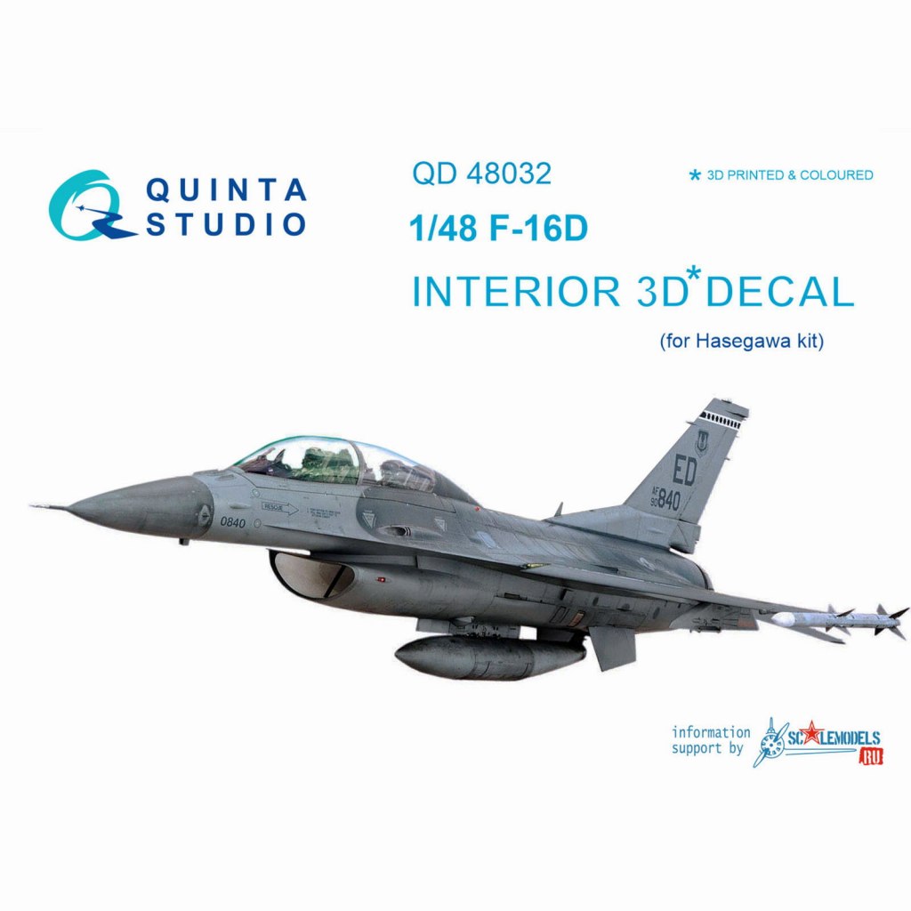 【新製品】QD48032 1/48 ジェネラル・ダイナミクス F-16D ファイティングファルコン 内装3Dデカール (ハセガワ用)