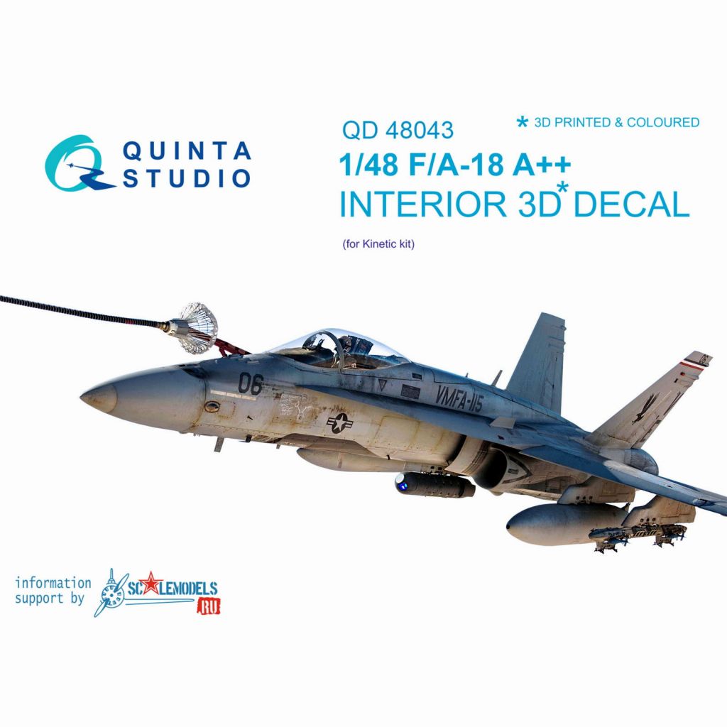 【新製品】QD48043 1/48 マクドネル・ダグラス F/A-18A++ ホーネット 内装3Dデカール (キネティック用)