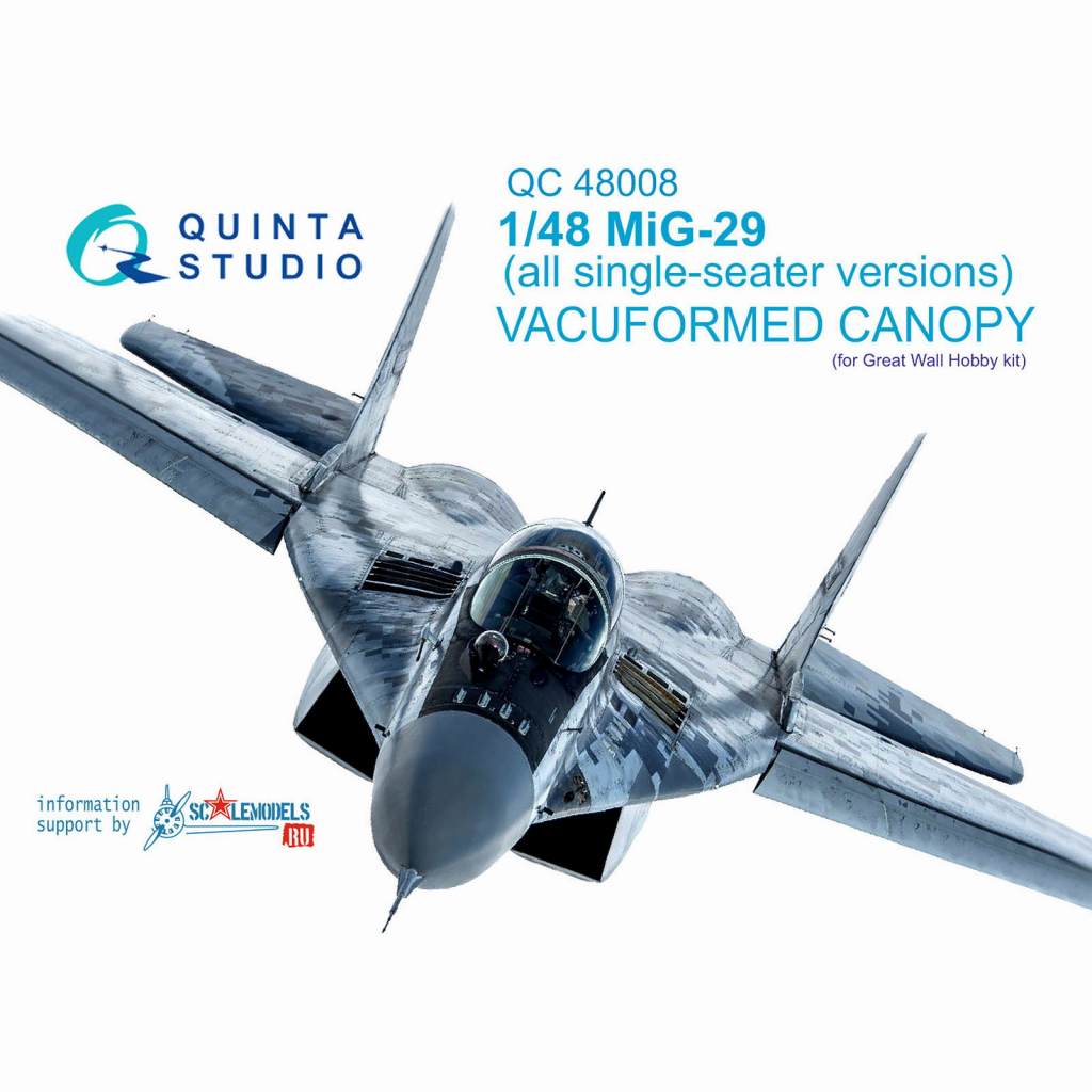 【新製品】QC48008 1/48 ミグ MiG-29SMT フルクラム バキュームキャノピー (グレートウォール用)