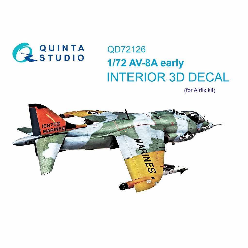 【新製品】QD72126 1/72 ホーカーシドレー AV-8A ハリアー 初期型 内装カラー3Dデカール (エアフィックス用)