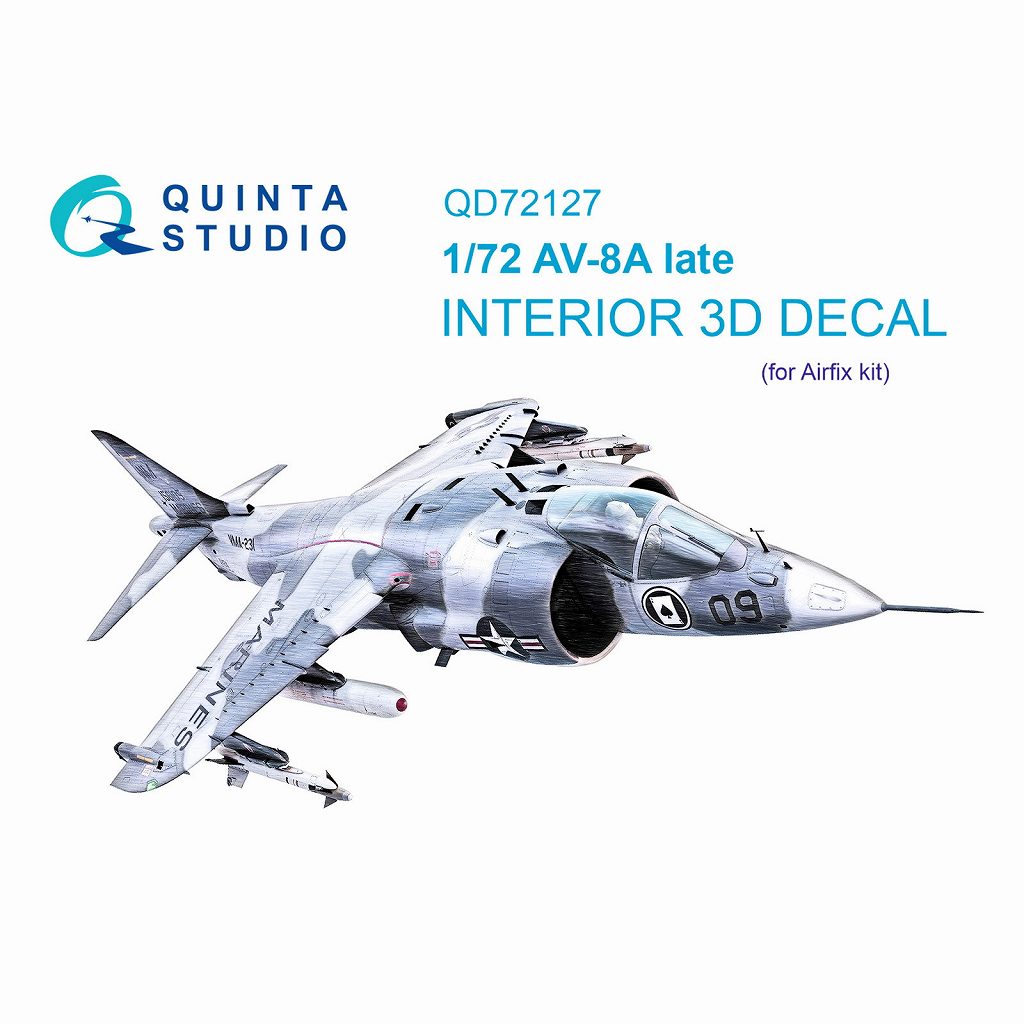 【新製品】QD72127 1/72 ホーカーシドレー AV-8A ハリアー 後期型 内装カラー3Dデカール (エアフィックス用)