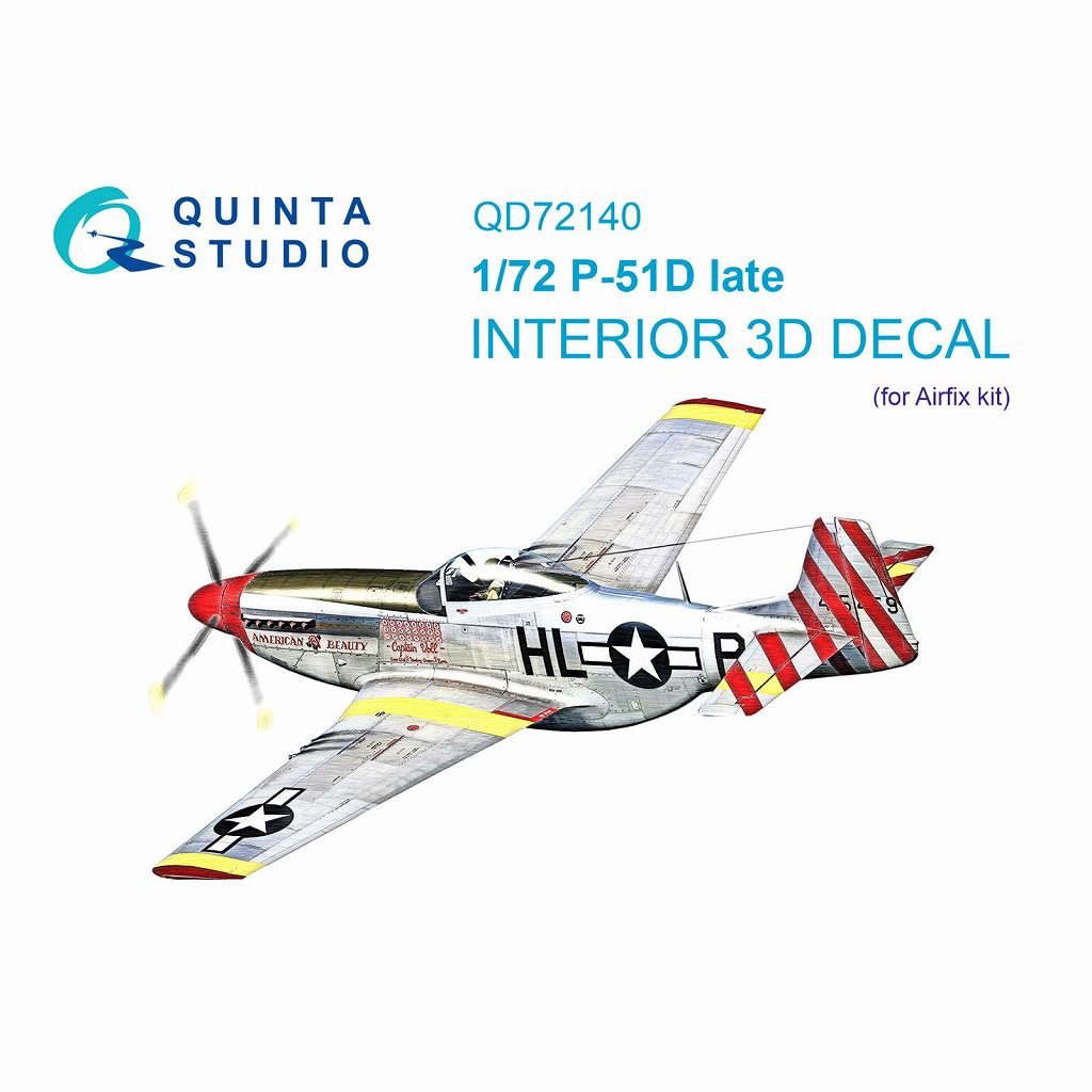 【新製品】QD72140 1/72 ノースアメリカン P-51D マスタング 後期型 内装カラー3Dデカール (エアフィックス用)