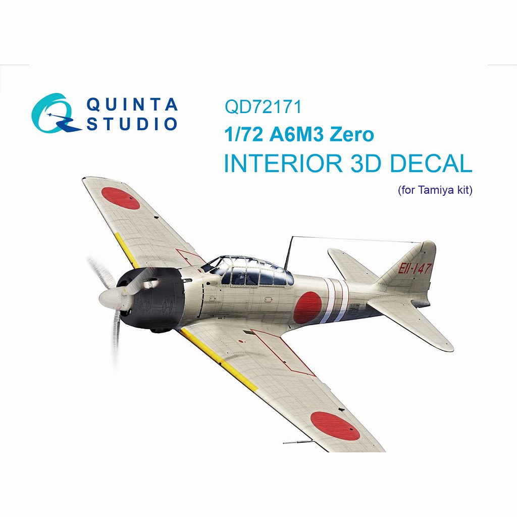 【新製品】QD72171 1/72 三菱 A6M3 零式艦上戦闘機 二二型 内装カラー3Dデカール (タミヤ用)