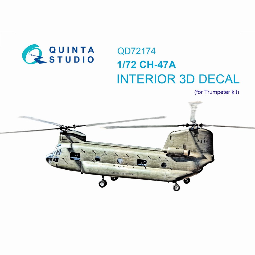 【新製品】QD72174 1/72 ボーイング・バートル CH-47A チヌーク 内装カラー3Dデカール (トランペッター用)