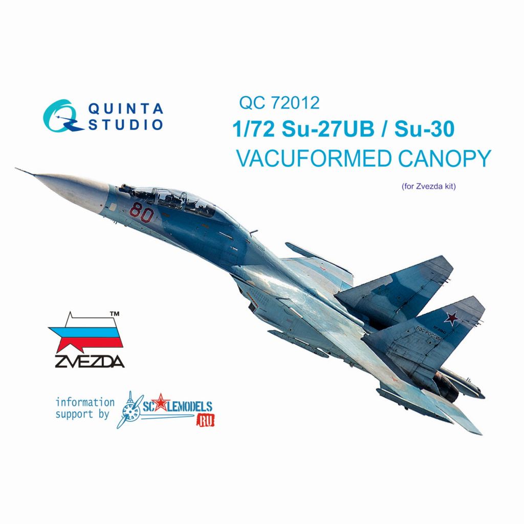 【新製品】QC72012 1/72 スホーイ Su-27UB/Su-30 フルクラム バキュームキャノピー (ズベズダ用)