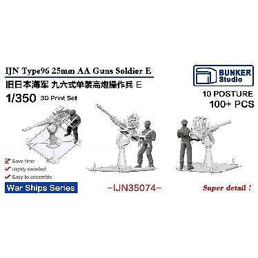 【新製品】IJN35074 1/350 日本海軍 九六式25mm高角機銃用高角砲員E (10ﾎﾟｰｽﾞ･100体)【ネコポス規格外】