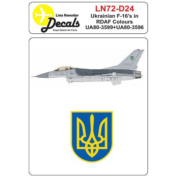 【新製品】Lima November Decals LN72-D24 ウクライナ空軍 F-16 デンマーク空軍塗装