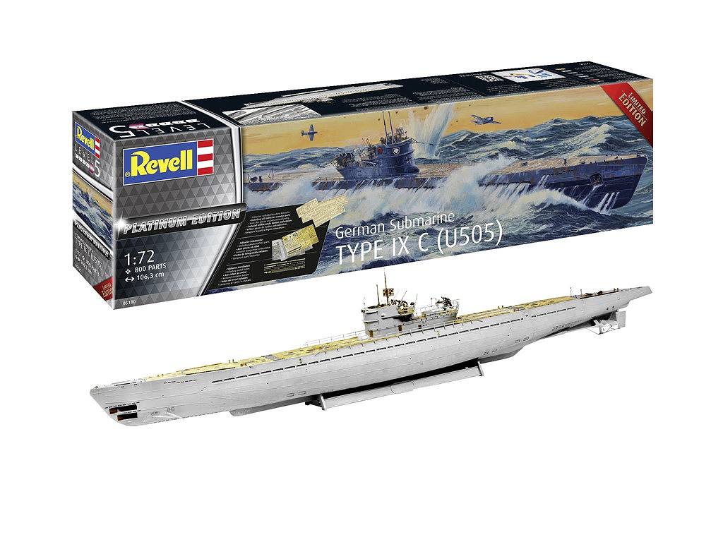 【新製品】05180 1/72 ドイツ 潜水艦 Uボート Type IX C（U505）（プラチナエディション）