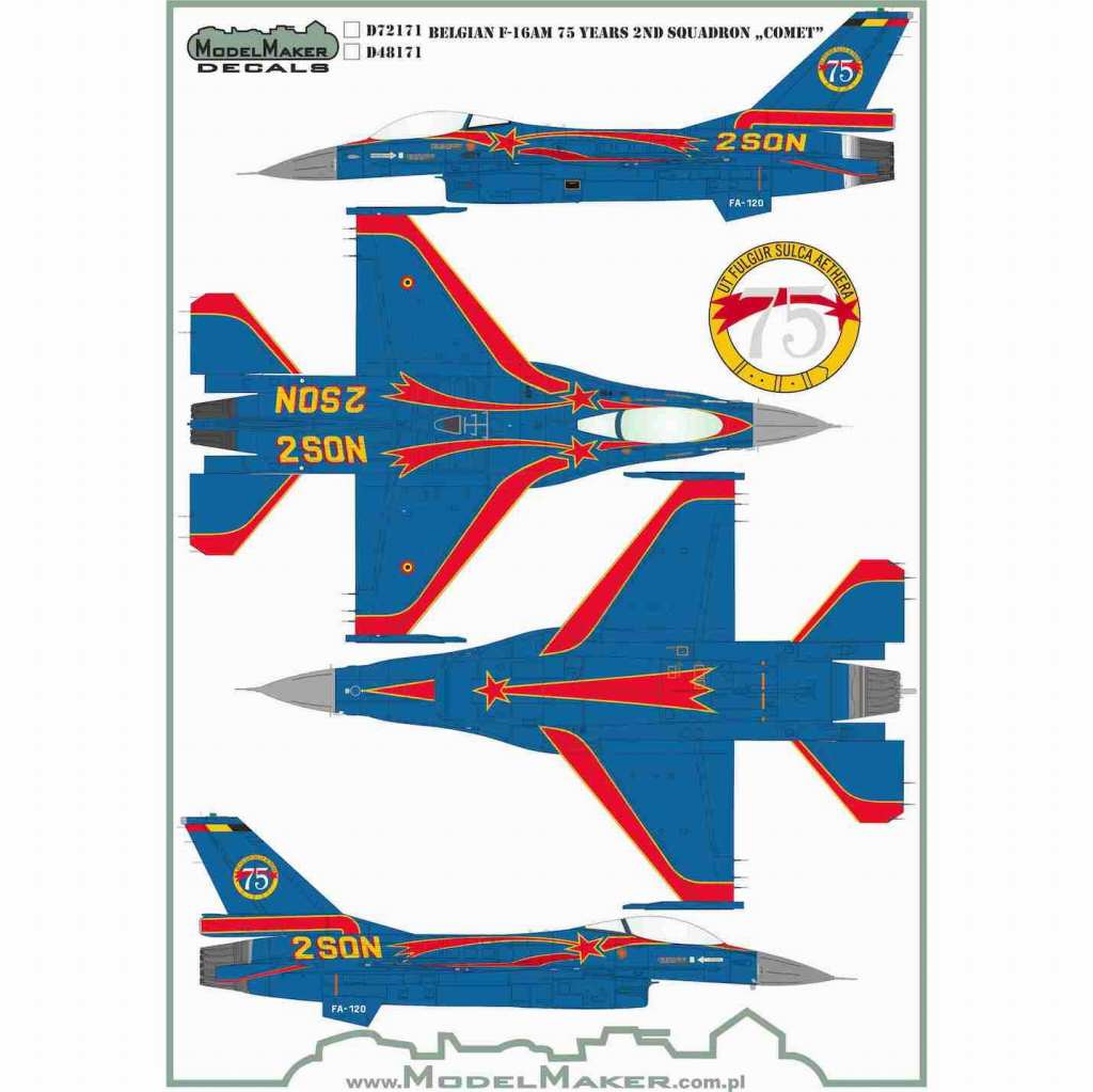【新製品】モデルメーカーデカール D48171 ベルギー F-16 75 Years 2ND Squadron 