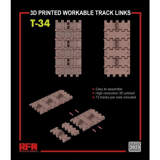 【新製品】2023 1/35 T-34用 可動式履帯セット(3Dプリント製)