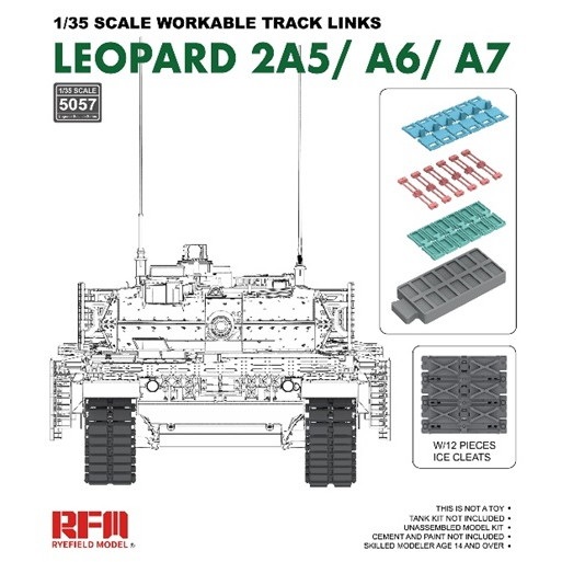 【新製品】5057 1/35 レオパルト2A5/A6/A7用可動式履帯セット (インジェクション製)