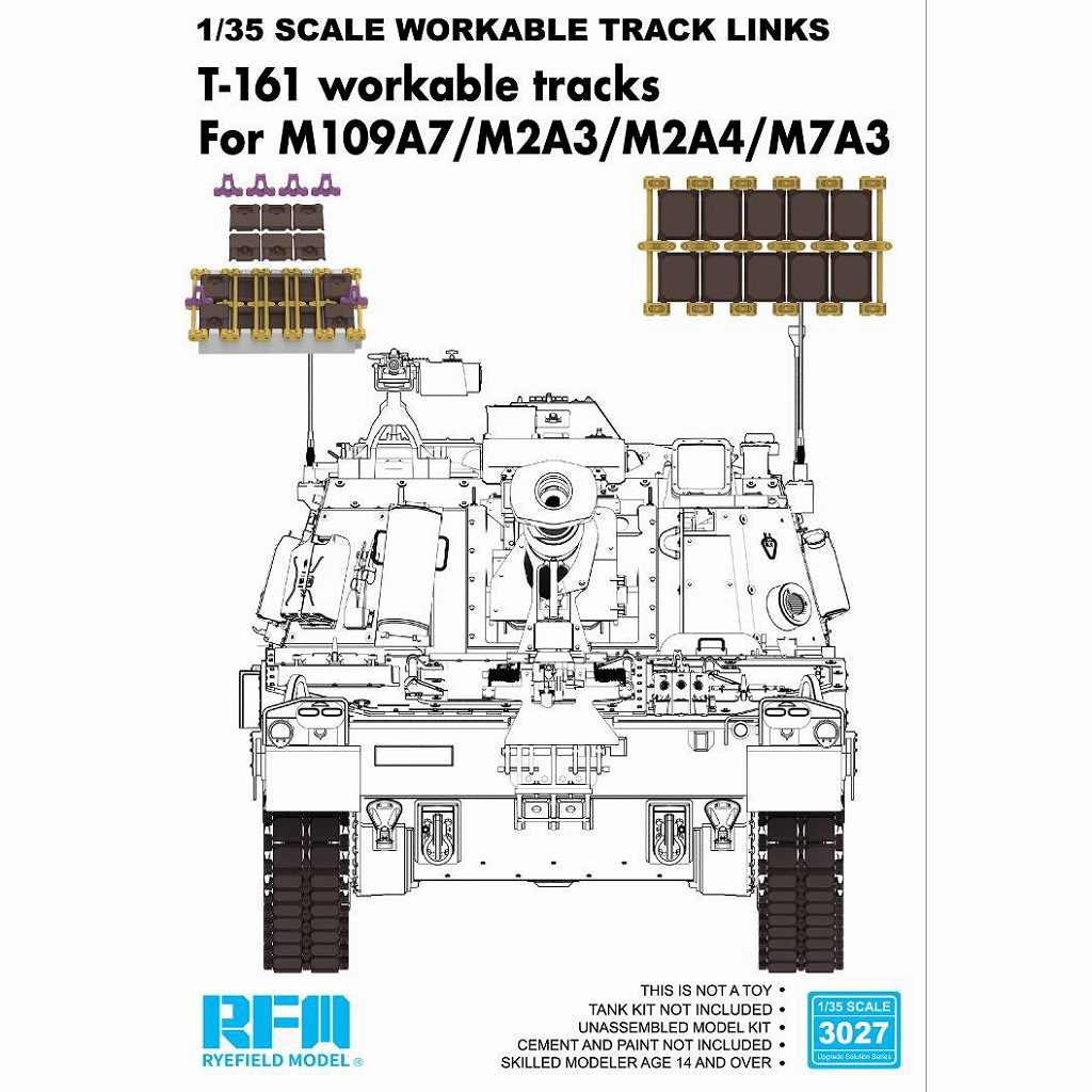 【新製品】3027 1/35 M109A7/M2A3/M2A4/M7A用T161 連結組立可動式履帯セット(インジェクション製)