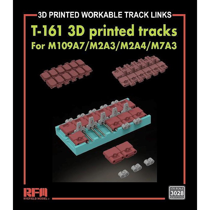 【新製品】3028 1/35 M109A7/M2A3/M2A4/M7A3用T161 連結組立可動式履帯セット(3Dプリンター製)