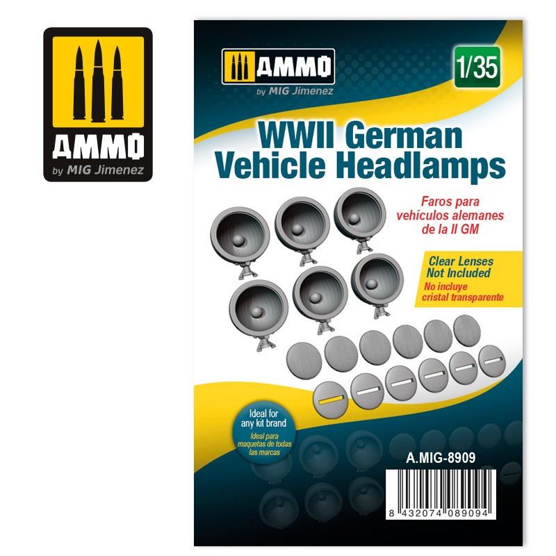 【新製品】A.MIG-8909 1/35 WWII ドイツ軍 車両用ヘッドランプ(レンズ無し)