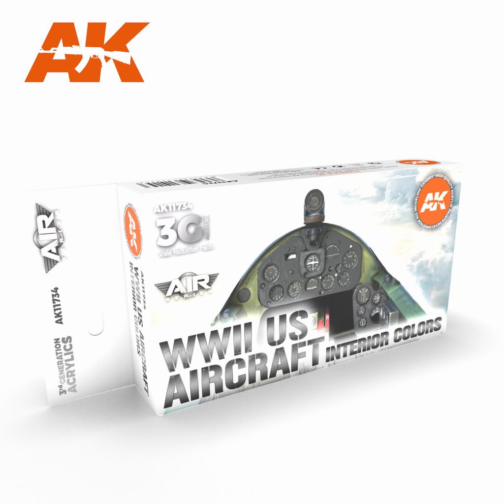 【新製品】AK11734 WWII アメリカ航空機インテリアカラー6色セット【AKアクリル3G (サードジェネレーション)】