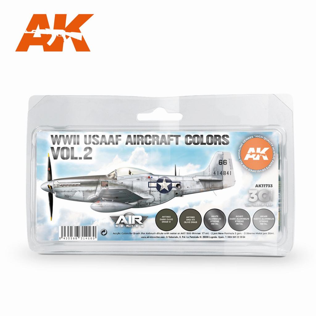 【新製品】AK11733 WWII アメリカ陸軍航空隊カラー5色セット2【AKアクリル3G (サードジェネレーション)】
