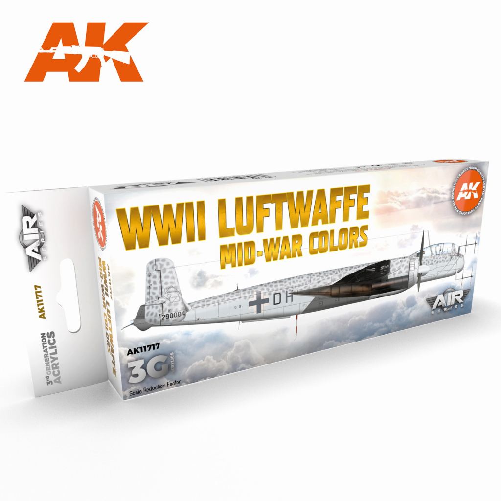 【新製品】AK11717 ドイツ空軍航空機カラー8色セットWWII 中期【AKアクリル3G (サードジェネレーション)】