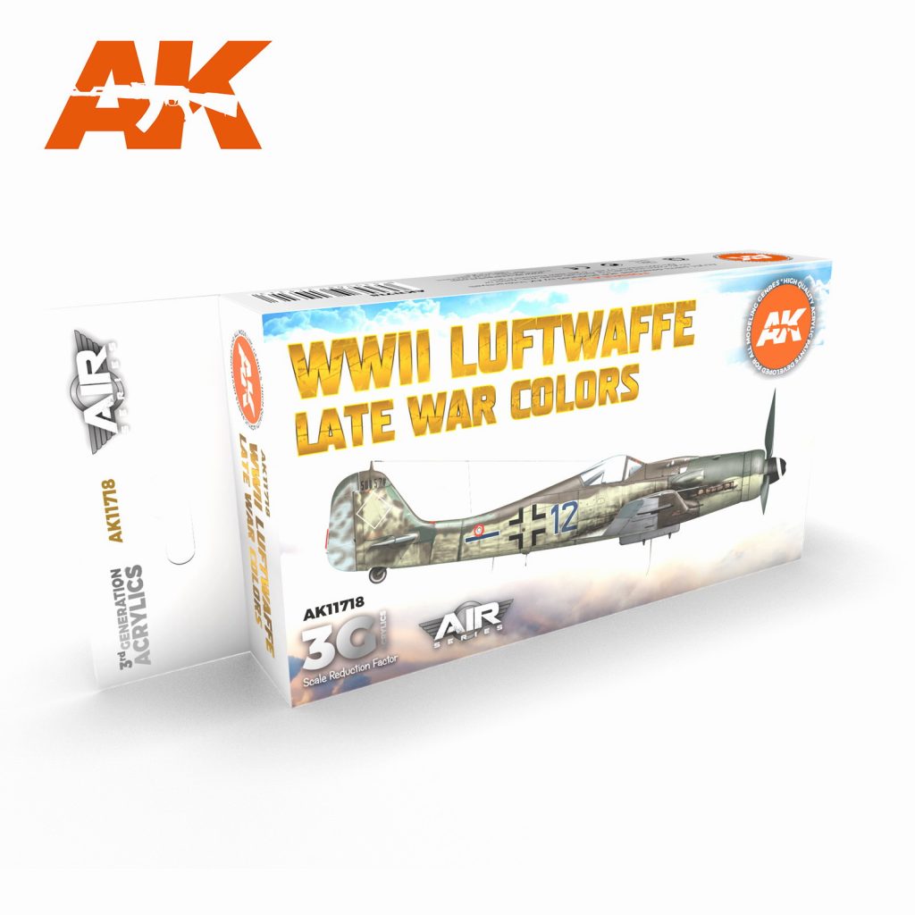 【新製品】AK11718 ドイツ空軍航空機カラー6色セットWWII 後期【AKアクリル3G (サードジェネレーション)】