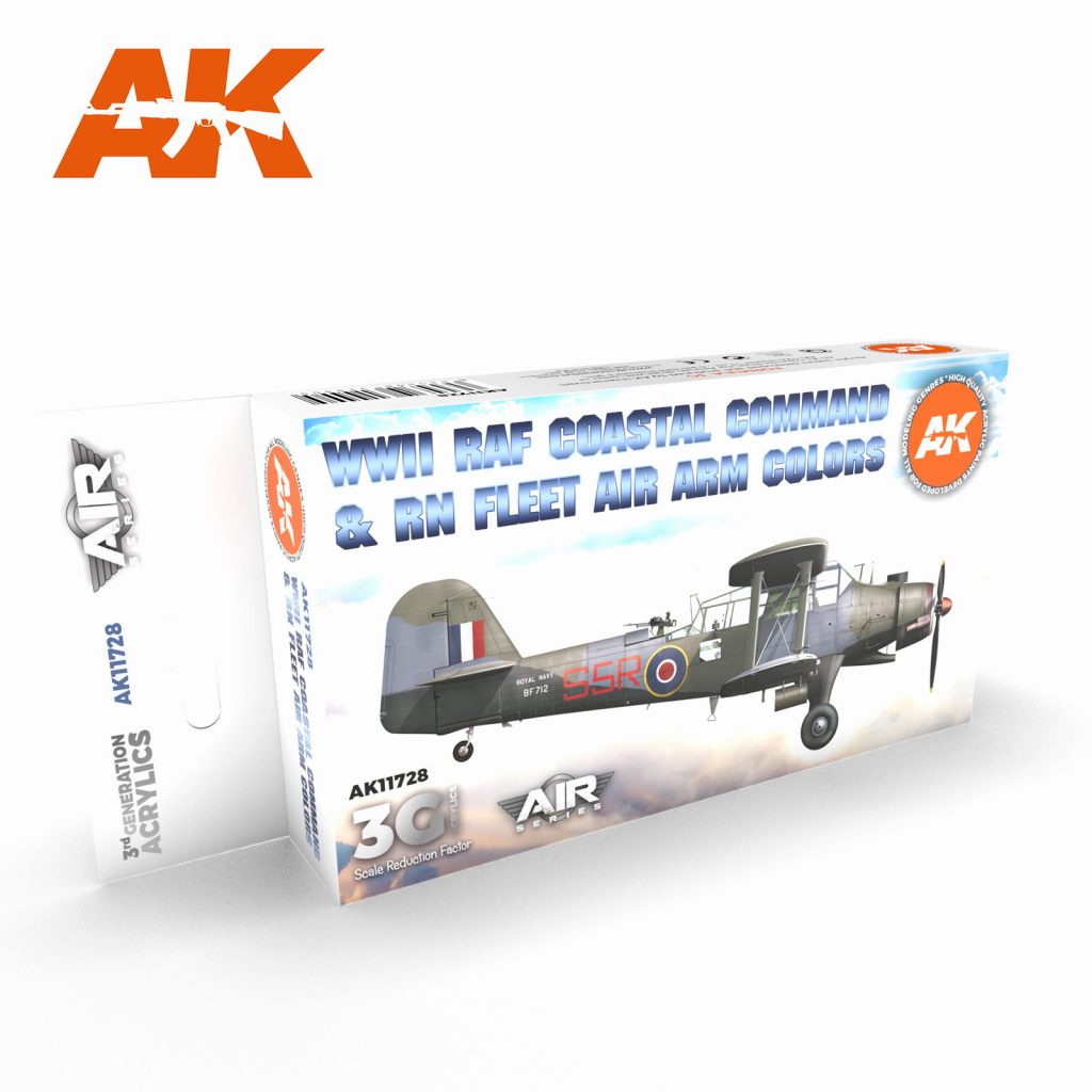 【新製品】AK11728 WWII イギリス空軍沿岸軍団・海軍機カラー6色セット【AKアクリル3G (サードジェネレーション)】