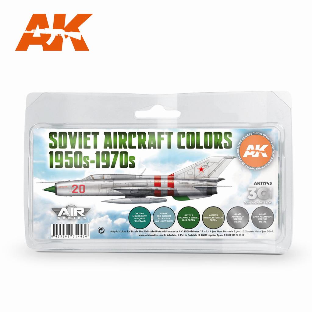 【新製品】AK11743 ソビエト航空機カラー6色セット1950s-1970s【AKアクリル3G (サードジェネレーション)】