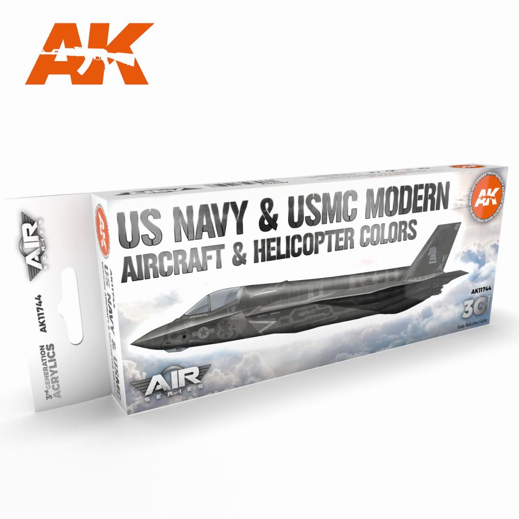 【新製品】AK11744 現用アメリカ海軍・海兵隊航空機カラー8色セット【AKアクリル3G (サードジェネレーション)】