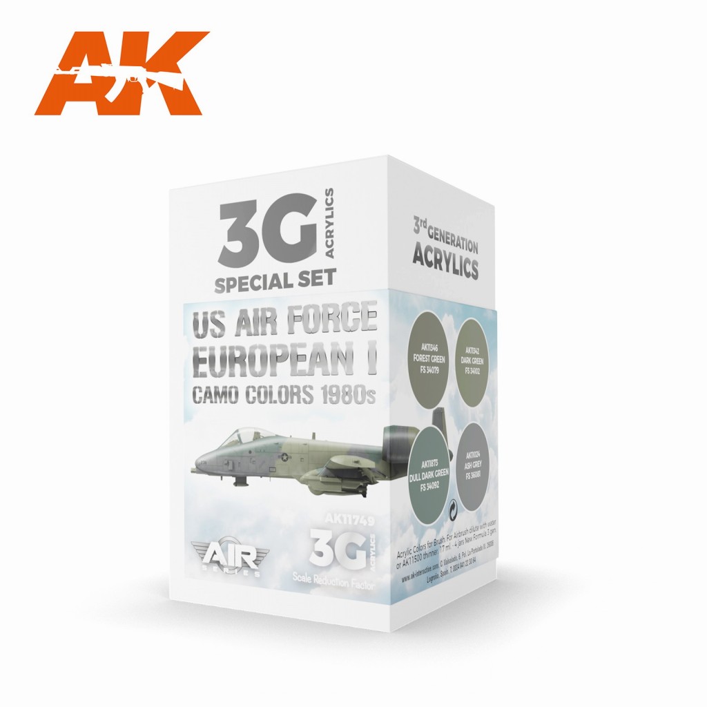 【新製品】AK11749 アメリカ空軍航空機欧州迷彩カラー4色セット1980s【AKアクリル3G (サードジェネレーション)】