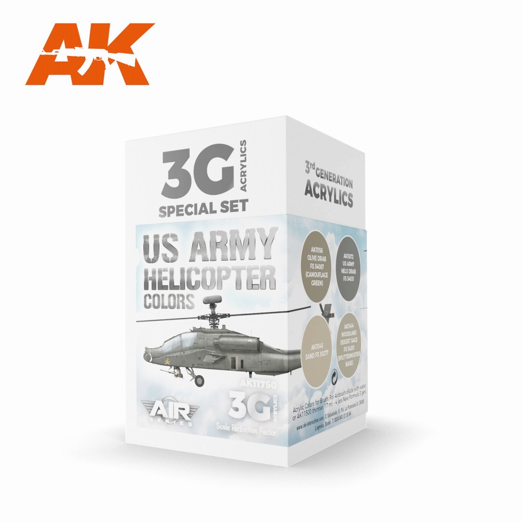 【新製品】AK11750 アメリカ陸軍ヘリコプターカラー4色セット【AKアクリル3G (サードジェネレーション)】