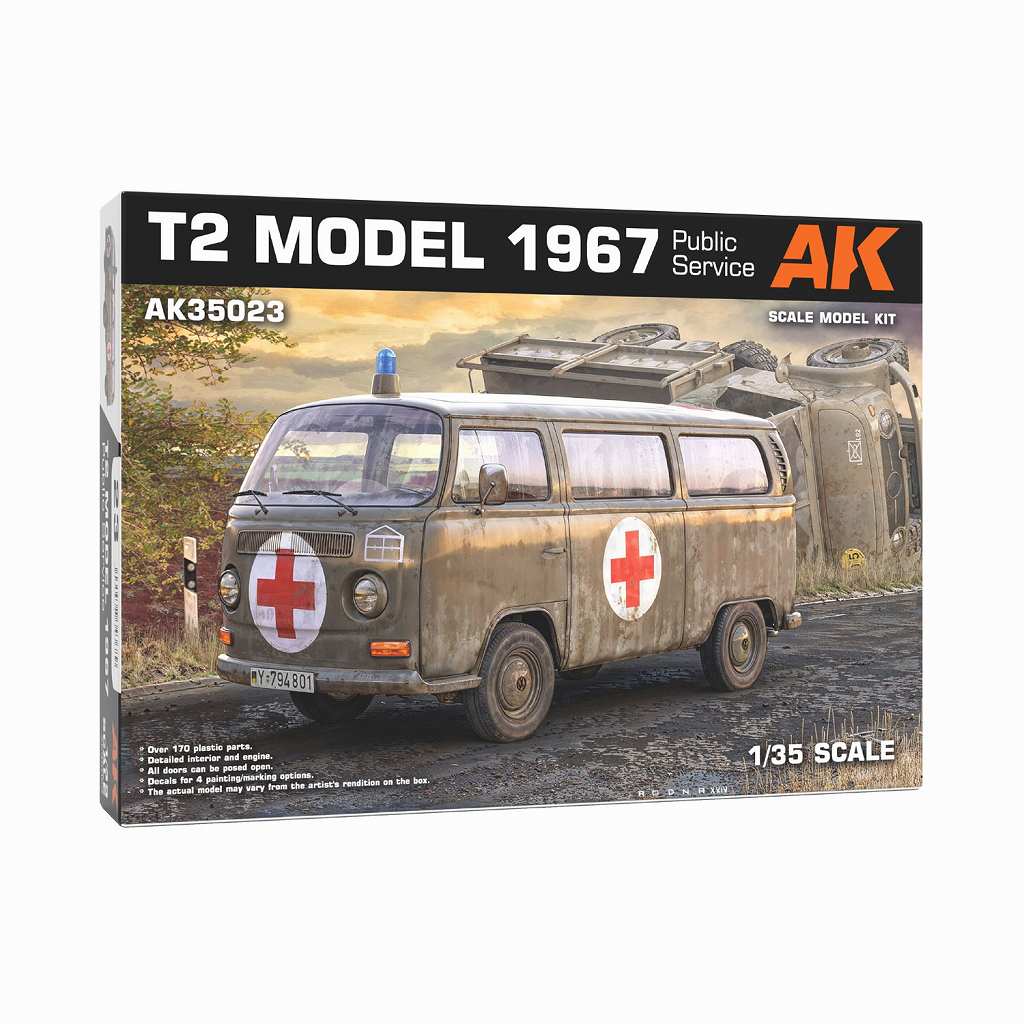 【新製品】AK35023 1/35 T2バス 1967年型 救急車