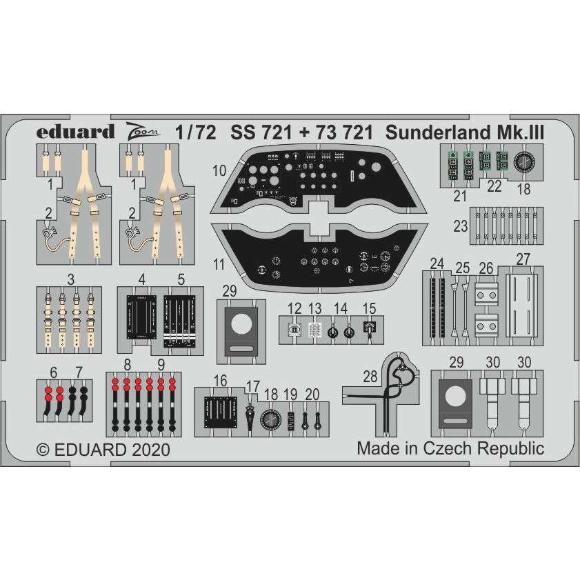 【新製品】73721 塗装済 ショート サンダーランド Mk.III 内装エッチングパーツ(スペシャルホビー用)