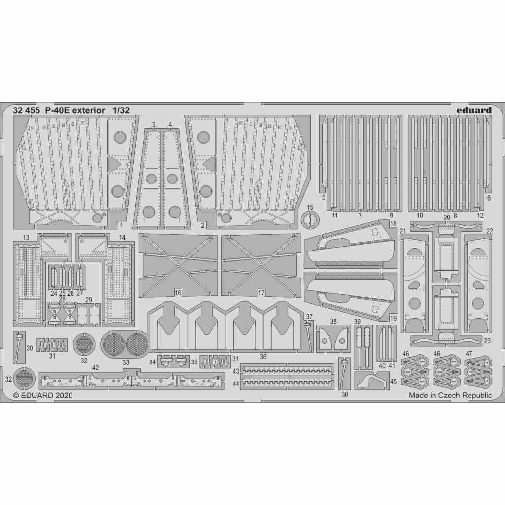 【新製品】32455 カーチス P-40E ウォーホーク 外装エッチングパーツ (トランぺッター用)