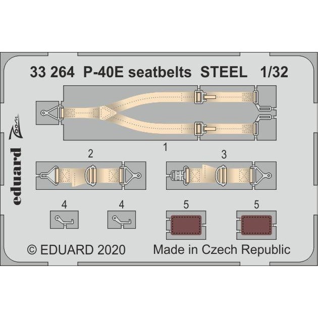 【新製品】33264 塗装済 カーチス P-40E ウォーホーク シートベルト (ステンレス製) (トランぺッター用)