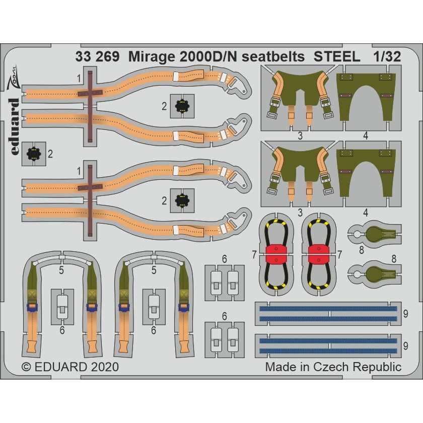 【新製品】33269 塗装済 1/32 ミラージュ2000D/N シートベルト (ステンレス製) (キティーホーク用)