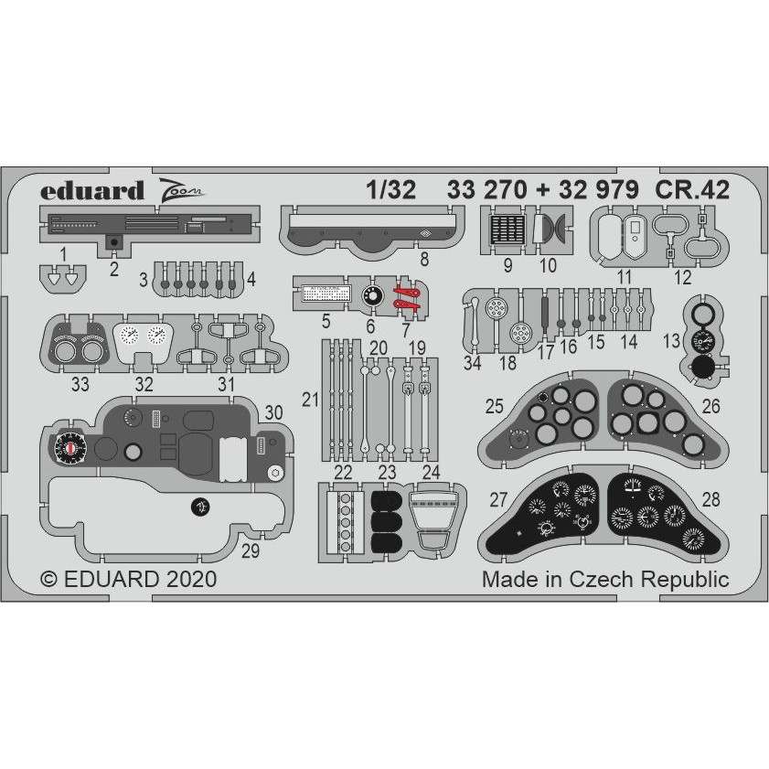 【新製品】33270 塗装済 1/32 フィアット CR.42 ズームエッチングパーツ (ICM用)