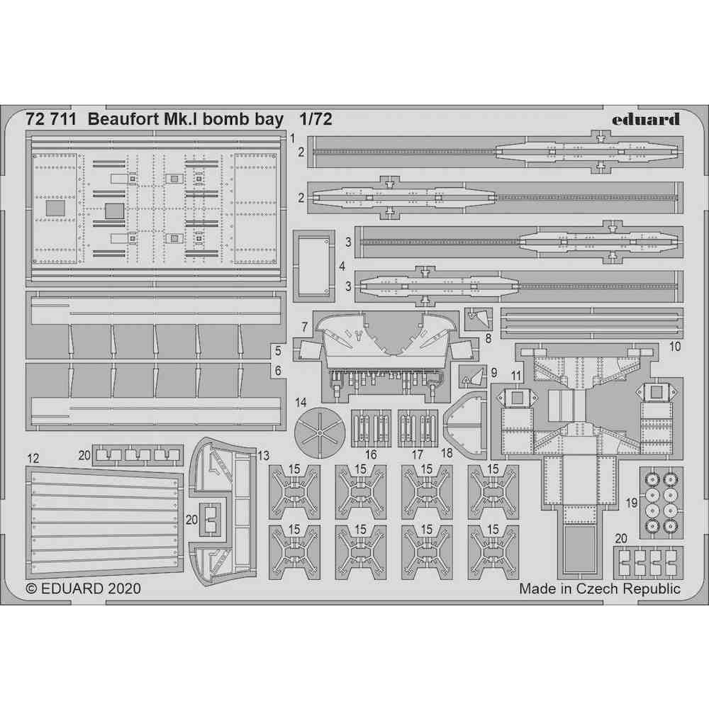 【新製品】72711 1/72 ブリストル ボーフォート Mk.I 爆弾倉 エッチングパーツ (エアフィックス用)