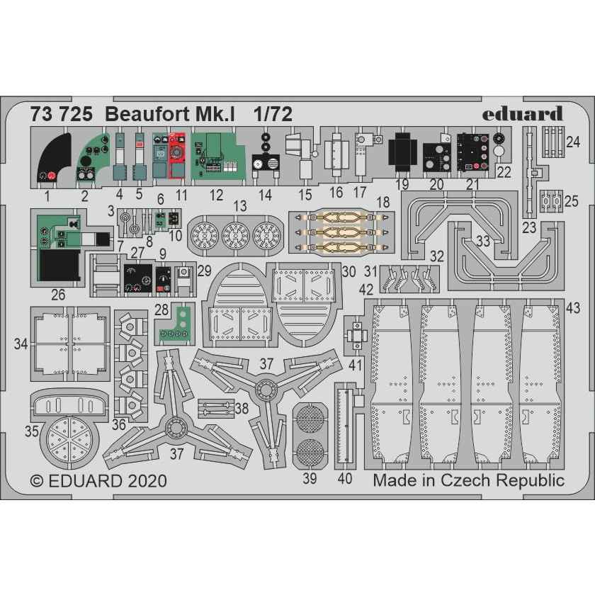 【新製品】73725 塗装済 1/72 ブリストル ボーフォート Mk.I エッチングパーツ (エアフィックス用)