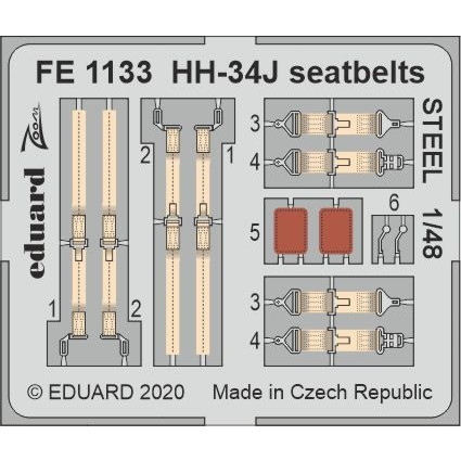 【新製品】FE1133 塗装済 1/48 HH-34J シートベルト (ステンレス製) (トランぺッター用)