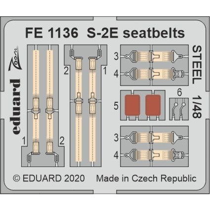 【新製品】FE1136 塗装済 1/48 グラマン S-2E トラッカー シートベルト (ステンレス製) (キネティック用)