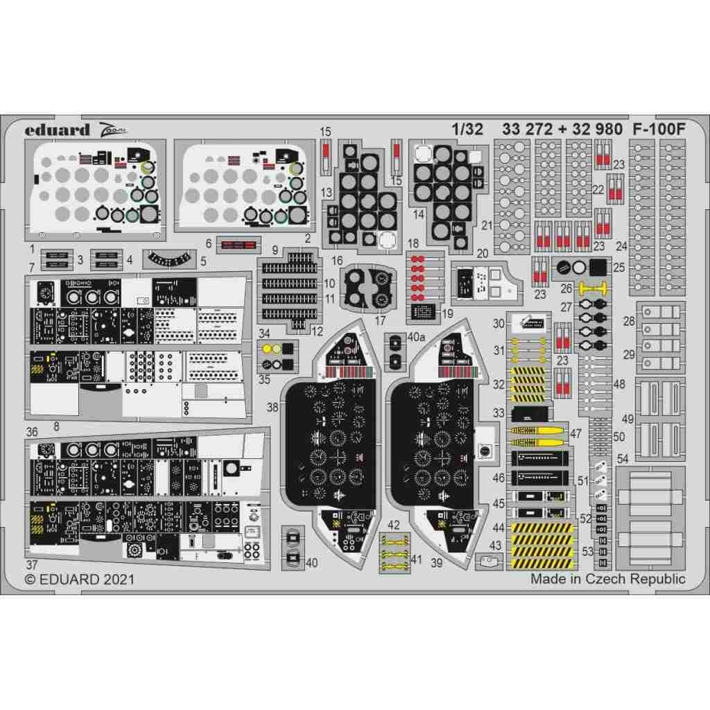 【新製品】33272 塗装済 1/32 F-100F ズームエッチングパーツ (トランぺッター用)